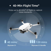 Skyrover S1 Mini Camera Drone, 4K 60fps Video, 48MP Photos, 3-Axis Gimbal Stabilization, 40-Min Flight Time, 39000ft Transmission, Foldable, White