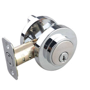 Deadbolt 1-Cylinder, Chrome, (Use With Round Rod Levers)