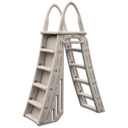 Confer Plastics A-Frame 7200 Above Ground Pool Ladder with Locking Roll Guard Safety Barrier, Adjustable to 56 in, Five 18-Inch Treads, Curved Side Rails