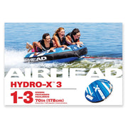 Airhead Hydro-X 3 Person Nylon Towable Tube, Tapered Gusset Design, Multicolor, Max Load 510 lb, WTT322BL
