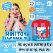 BH Teddy Bear Toy Crane Machine Plush, Arcade-Style Game with 10 Plush Toys, 10 Coins, USB Powered, Sturdy Construction