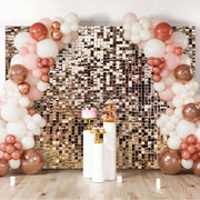 Microplushshop 48PCS Rose Gold Gold Shimmer Wall Backdrop Square Sequin Glitter Backdrop Panel for Outdoor Events
