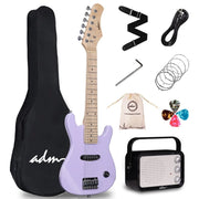 ADM EJC301-PP 30 inch Kids Electric Guitar Beginner Kit, Purple