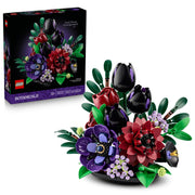 LEGO Botanicals Dark Flower Arrangement Building Set, 562 Pieces, Customizable Floral Display with Tulips, Roses, Dahlia, Anemone, Petunia, Blue Mistflower, Pimpernel, 11513