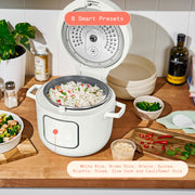 Beautiful 14-Cup Electric Rice and Grain Cooker with EverGood Ceramic Nonstick Coating, Sage Green, 19857