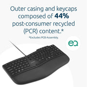 Kensington Pro Fit Ergo KB675 EQ TKL Wired Keyboard, Ergonomic Curved Design, Programmable Keys, USB-A, Black, K75497NA