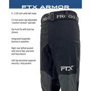 Frogg Toggs FTX Armor Men's Breathable Waterproof Rain Pant, Athletic Slim Fit, Black, X-Large, 15K/10K Performance Fabric, 1FA811