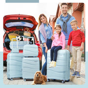 Melalenia 1906 5 Piece Luggage Set PP Hardside Spinner Luggage - Light Blue