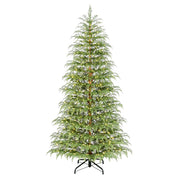My Texas House 7.5ft Pre-Lit Cypress Green Artificial Christmas Tree with 500 Warm White Twinkle LED Lights and Metal Stand