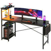 Bestier USOS01-H101116G-BLKG Reversible 63 inch Gaming Computer Desk with LED Lights