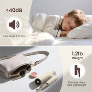 GCZ 1500W Foldable High-Speed Ionic Hair Dryer with Diffuser and Nozzle, 3 Heat and Speed Settings, Ivory, HDH-002