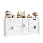 Homfa Buffet Cabinet, 70.8 in Farmhouse Sideboard with 6 Doors, 2 Drawers, Adjustable Shelves, White