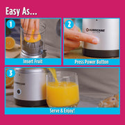 Ontel Hurricane Cordless Electric Citrus Juicer, Powerful 500 RPM Motor, Dishwasher Safe Parts, Silver, Hj-Mc4