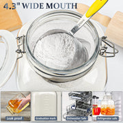 Syntic 1 Gallon Glass Jar with Lid,Wide-Mouth Glass Jars with 2 Measurement Mark Large Capacity 4100 ML For Overnight Oats