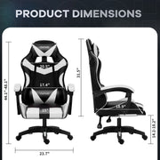 CHAHO Computer Gaming Chair with LED Lights, White