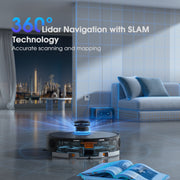 GOOVI D60S MAX Robot Vacuum and Mop Combo, 360 LiDAR Navigation, 6000Pa Suction, Self-Emptying Base, 220 Mins Runtime, Black