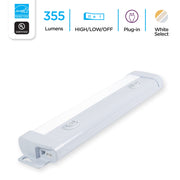 Enbrighten 10in LED Under Cabinet Light, 355 Lumens, Dimmable, Linkable, White Select Color Temperature, Energy Efficient, 61839-T1