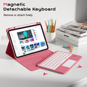 Aoub Magnetic Detachable Wireless Bluetooth Keyboard Case, Red