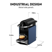 Nespresso Pixie Espresso Machine by De'Longhi, 19-Bar Pressure, Compact Industrial Design, Navy Blue, EN127BL