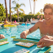 MAISON LUDE 3-in-1 Floating Game Mat: Mahjong, Rummi Cube, and Waterproof Cards, Sun and Lemon