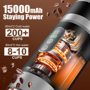 Fimilo Portable Espresso Maker, 3-in-1 Coffee Machine, 20 Bar Pressure, Dual 7500mAh Batteries, Compatible with Ground Coffee and Capsules, Self-Heating, Lightweight