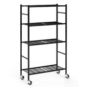 Sakugi 4-Tier Heavy Duty Storage Shelves with Leveling Feet and Wall Bracket, Black, 33.1 in x 12.6 in x 59 in, 18489623700
