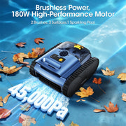 Seauto SAT25 Cordless Robotic Pool Cleaner with Sonar Navigation, Wall Climbing, 150 Mins Runtime, Dark Blue