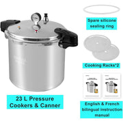 UNIFULL 24 Quart/23 Liter Pressure Cooker, Pressure Canner with Pressure Gauge, Pressure Relief Valve - 14 PSI, and Sealing Ring