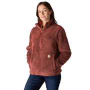 Carhartt Women's Loose Fit Fleece Pullover, Half-Zip Mock Collar, Spice Red, Small, 106470-RD1