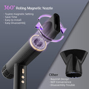 SKIMI Ionic Hair Dryer, 1600W Brushless Motor, High Speed 110000RPM, Lightweight, Low Noise, Gold with Diffuser and Concentrator