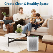 Aeitto HEPA Air Purifier, Large Room Coverage 2400 Sq Ft, PM2.5 Air Quality Sensor, 3 Fan Speeds, Sleep Mode, White, HAP602