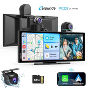 Carpuride W125S Car Stereo with Dash Cam, 11.25 Inch HD Capacitive Touchscreen, Wireless Carplay and Android Auto, Night Vision Camera, Two-Way Mirror Link, Multiple Audio Outputs