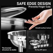 NEWKITCHEN 5 QT Stainless Steel Chafing Dishes Buffet Set, Transparent Glass Lid, 4 Pack with Dinner Spoon and Dining Clip