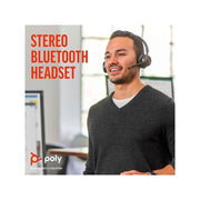 Poly Voyager 4320 UC Stereo Bluetooth Wireless Headset with Noise-Canceling Dual Microphones, USB-A Adapter, Charging Stand, Lightweight Adjustable Headband