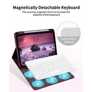Aoub iPad Case with Detachable Wireless Keyboard, Silicone Cover with Pencil Holder, Red, Compatible with iPad 11th Generation 11 Inch and 10th Generation 10.9 Inch, A16 Keyboard Case Red