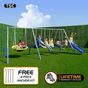The Swing Company TSC-1089 TSC Hermosa Galvanized Metal Swing Set with 2 LED Swing Seats, Standing Swing, Roman Glider swing