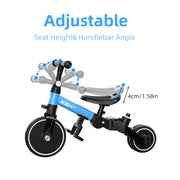 XJD AS106 7-in-1 Toddler Bike with Push Handle for 1 Year to 4 Years Old Kids, Blue