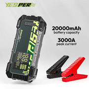 YESPER 114613 Jump Start Box 3000A Peak Automotive Battery Booster for 10.0L Gas or Up to 8.0L Diesel with PD100W Fast Charging