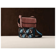 Free Assembly Women's Beaded Argyle Flap Shoulder Bag, Blue, Magnetic Closure, 9.75 in Strap Drop