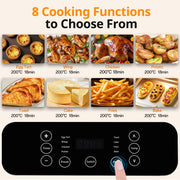 TINANA  YH-AF-13 10 QT Air Fryer Oven, 8 Preset Functions, LED Smart Touch Display, Oil-Less Cooking, Black