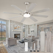 Zardon 62 in Nickel Modern Ceiling Fan with Light, Remote Control, Reversible Quiet DC Motor, 6-Speed, Timer, LED Lighting, Dual-Finish Blades