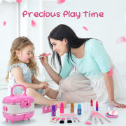PandaTop Kids Makeup Set, 58-Piece Play Cosmetic Kit with Pink Case, Safe Non-Toxic Washable Makeup for Girls Ages 3-12