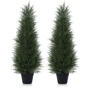 DR.Planzen 2-Pack Artificial Cedar Topiary Trees, 3ft UV-Resistant Outdoor Potted Plants for Porch and Garden Decor