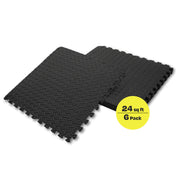 Centr Gym Flooring Exercise Mats, 48 Sq Ft, 12-Pack, Black Interlocking EVA Foam Tiles, Shock Absorbing, Slip Resistant EFM12