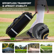 Fegat Rolling Baseball Bag with Wheels, Large 100L Zoned Softball Equipment Bag, Durable 900D Oxford Cloth, Reflective Strip, Shoe Compartment