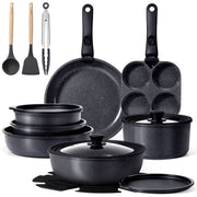 Gipp G21-U-Gr01 21 Piece Ceramic Nonstick Cookware Set, Aluminum Pots and Pans with Detachable Handles, Oven Safe, Induction Compatible, Gray