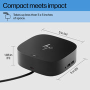 HP USB-C G5 Universal Docking Station, 11-in-1 Adapter with HDMI, DisplayPort, USB-C, USB 3.0, Ethernet, Black
