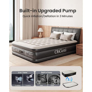 OhGeni Queen Air Mattress, 18-Inch Raised, Built-in Electric Pump, Durable PVC, Portable, Black, Supports Up to 650 lb, AMH5V269