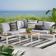 Mainstays MS2328079419003 Oakleigh 4-Piece Outdoor Chaise Sectional Set with Table, Gray