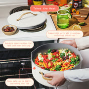Made By Gather Beautiful 8 Quart Ceramic Non-Stick Stock Pot with Strainer Lid, White Icing